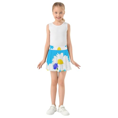 Girls Skorts Athletic Shorts Daisy Sunflower Butterfly Tennis Skirts Kids Pleated Teen Cheer 3t3