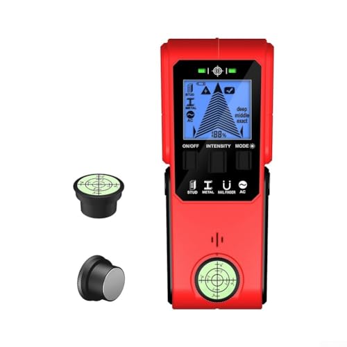 FACAIIO Detector de pared de metales multifuncional con buscador de pernos magnético, escaneo de profundidad de 60 mm para cables y pernos de CA, pantalla LCD y alerta audible, color rojo