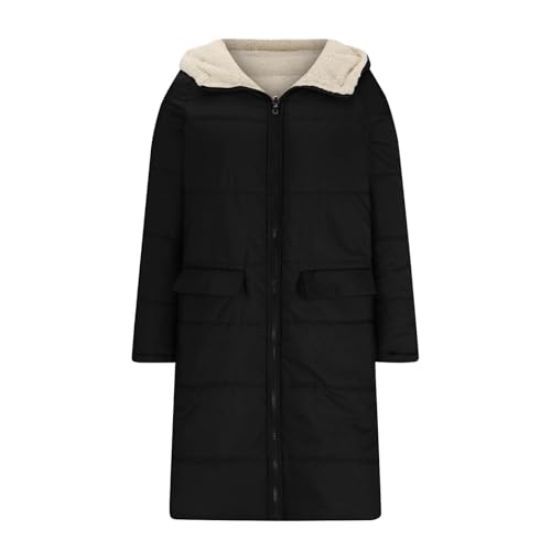 Long Puffer Coat Women Reversible Shearling Fleece Oversized Winter Jackets Fashion Hooded Outerwear with Pockets4
