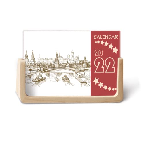 Calendrier de bureau 2022 12 mois avec croquis de paysage à offrir en cadeau utile