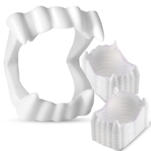 Srenta Vampire Teeth Kid Size, White Fake Vampire Teeth for Kids, Vampire Fangs for Kids Costume, Dress-Up, Pretend Play, 12 Pack Halloween Teeth for...