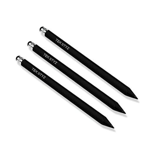 Tek Styz Pro Stylus Capacitive Pen Upgraded Works for Onyx BOOX Note 2 with Custom High Precision Touch Full Size 3 Pack! (Black)