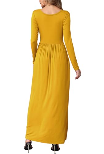 Image of EUOVMY Women's Long Sleeve Loose Maxi Dresses Casual Long Dresses with Pockets
