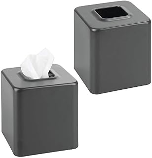 mDesign Modern Square Metal Paper Facial Tissue Box Cover Holder for Bathroom Vanity