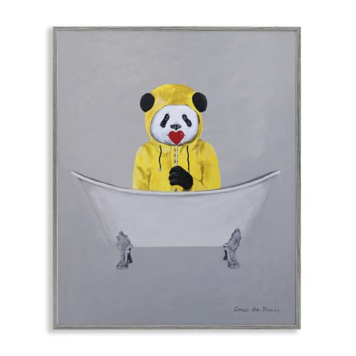 Panda Raincoat Claw Foot Tub, 16 x 20 Inch Framed Giclée Print