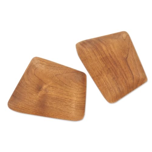 Platos para sushi artesanales de madera NOVICA pareja miniatura 1