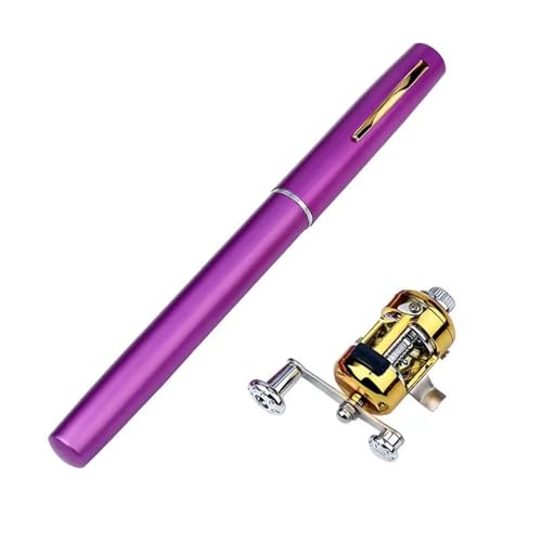 QYEYWJペン型ロッド スピニングリール 釣りロッド 魚竿 アルミ合金ペン釣り竿 渓流竿 万能竿 アイスラフト釣り竿 超軽量 持運び便利 伸縮可能 携帯型 釣り用 初心者釣り 上級者釣り 1M (7色選択可) (パープル)