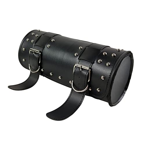 GRIRIW Motorcycle Handlebar Bag PU Leather Cruiser Pack for Tools and Essentials Durable Car Head Storage Bag for Various Motorcycles Black