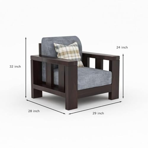 Image of NATRAJ ART & CRAFT Sheesham Wood 5 Seater Sofa Set for Living Room | 3+1+1 Seater Sofa Set | Wooden Sofa Set | (Walnut Finish)