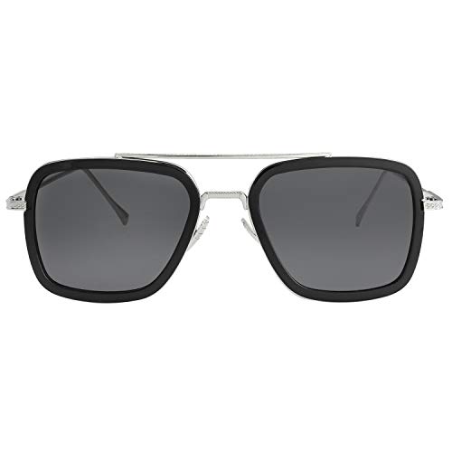 Image of Kursan Polarized Tony Stark Sunglasses for Men Women Vintage Square Metal Frame Iron Man and Spider-Man Eyeglasses