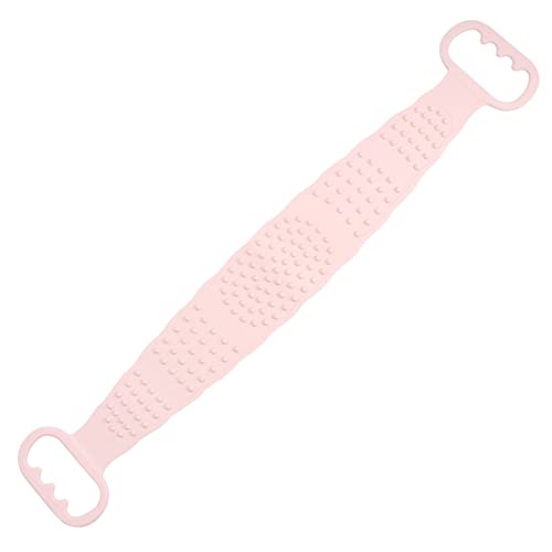 PartyKindom Silicone Back Scrubber Exfoliator Long Strip Rubbing Mud Towel for Shower Dual Sided Bath Tool for Smooth Skin Pink Convenient Hanging Design for Easy Use