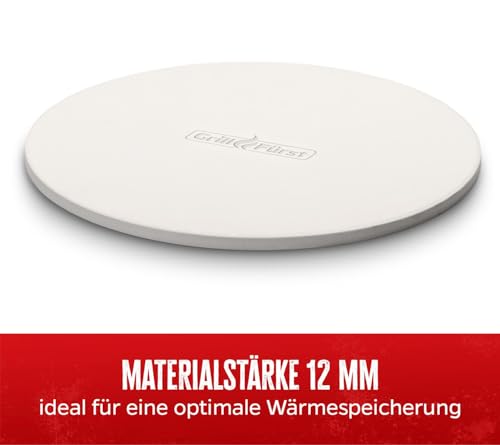 Foto von Grillfürst Pizzastein rund aus Cordierit - Pizza Steinplatte für Grill und Backofen, schnell aufheizender Backstein für knusprige Pizzen, Ø 33 cm