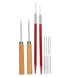 MAGICLULU Puppenhaar Werkzeugset mit 06mm 08mm Nadeln Ergonomischer Holzgriff Selbstgemacht Puppenhaar Zubehör für Bjd Puppen Haarverpflanzung
