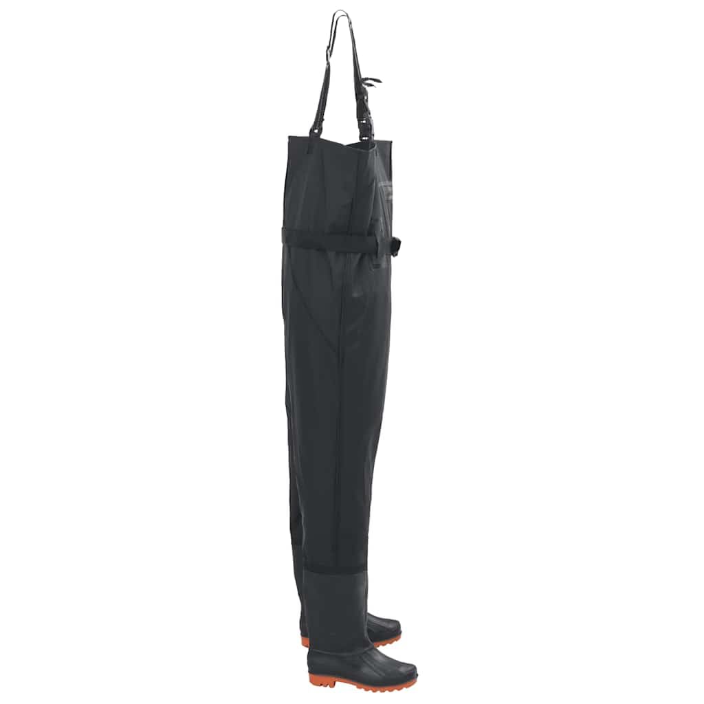 Salopette con stivali integrati e cintura, verde scuro, poliestere rivestito in PVC, bretelle regolabili, impermeabili, per pesca, caccia, lavoro all'aperto