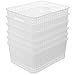 Clear Plastic Woven Storage Basket, 6-Pack Weave Basket Organizer for Kitchen Offices Bathrooms