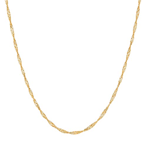 HXYHJY Dainty Gold Singapore Chain Necklace,18K Gold Plated Singapore Chain Necklaces for Women,18'