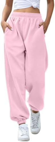 HeSaYep Women's Baggy Sweatpants High Waisted Fleece Cotton Sweat Pants