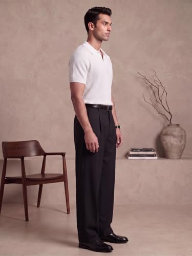 Image of Leriya Fashion Polo T Shirt for Men | Textured Polo T Shirts for Men | Smart Casual Half Sleeve T-Shirt for Mens, Breathable Cotton Knit Collar T Shirts
