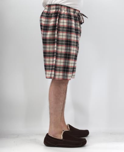 Image of Andrew Scott Men's Cotton Flannel Knee Length Shorts | Drawstring & Pockets Boxer Sleep Shorts | Multi Packs & Colors