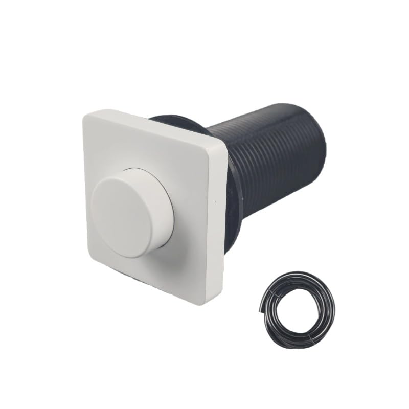 Solid Brass Air Switch Button, 47mm Square Pneumatic Momentary Push Button Kit for Sink Top Counter, Garbage Disposal Part(Square,Matte Black) (Flat Matte Black)