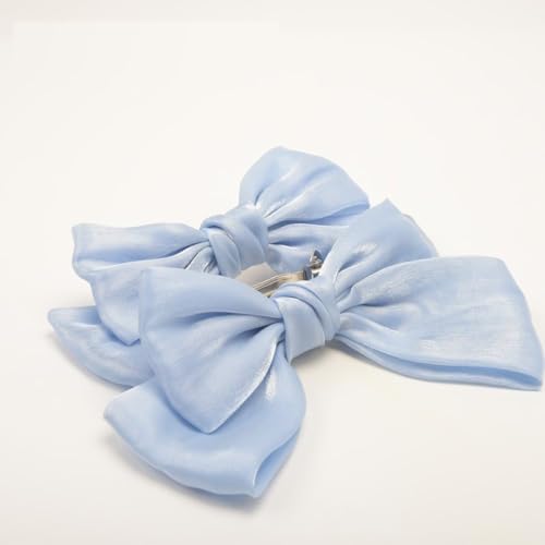 qbodp 2 Pack Bow Curtain Tiebacks Clip Aesthetic Tie Backs for Curtains, Home Decor Living Room Curtain Decoration Clip, Light Blue