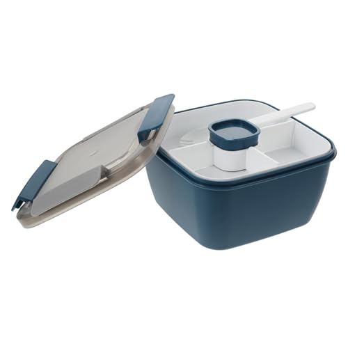 Abaodam 大容量ブルー二構造ランチボックス 食品保存容器 お弁当箱 男性女性向け サラダや野菜をけて保鮮可能 電子レンジ対応冷蔵庫保存用