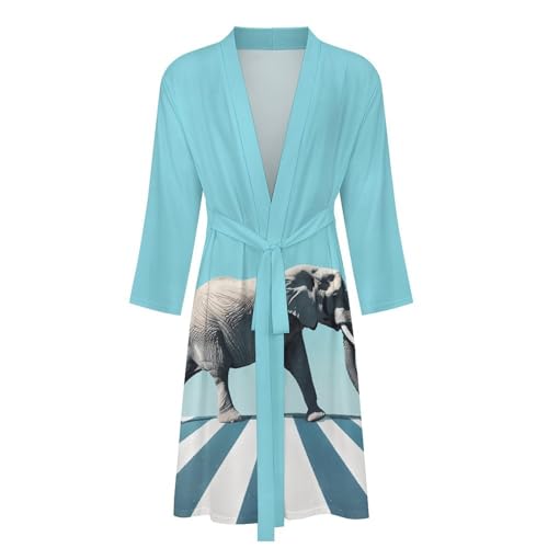 Road Elephant Crossing Funny Men's Robe Soft Lightweight Bathrobe Long-sleeve Spa Robes4