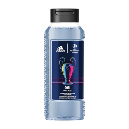 adidas UEFA Champions League Goal Edition Gel douche, parfum vert frais de longue durée avec huiles essentielles naturelles pour hommes, 250 ml