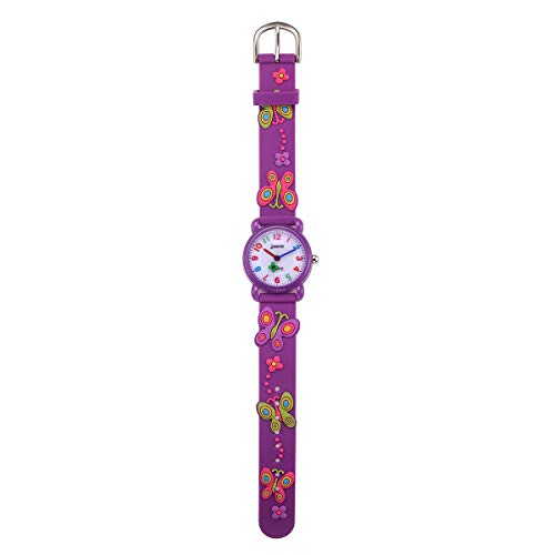 Boy's Girl's Watch,Kids Gift 3D Cartoon Japanese Quartz Silicone Kids Watch, Age 3-10 Toys for 3-15 Year Old Boys Girls Birthday Present for Kids - Best Gifts (Butterfly Purple)4