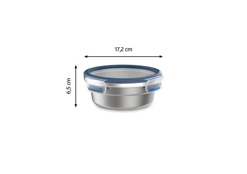 EMSA CLIP & CLOSE Stainless Steel rund 0,7 L, Edelstahl/Blau – Ansicht 3