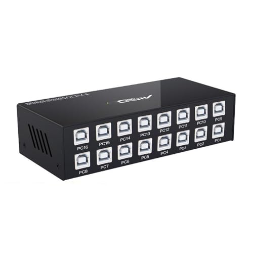 16 Ports USB Synchronizer - DNF Keyboard Mouse Shared Display Synchronization Controller, KVM Metal Switcher Black