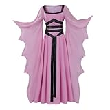 Munster Go Home Lily Munster Cosplay Costume Victorian Gothic Witch Dress Vampire Gown Womens Pink Robe Dress Halloween Outfit-S
