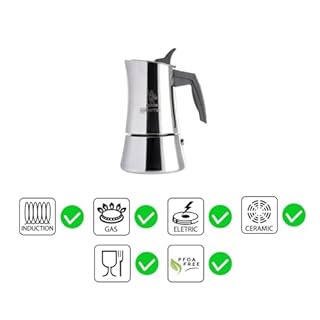Aeternum, La Divina Re Inox, Caffettiera 4 Tazze, Adatta all'Induzione, Acciaio Inox, Argento