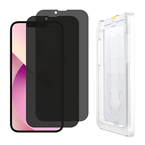 AMZER Privacy Screen Protector Designed for iPhone 13 mini Tempered Glass with Easy Install Kit (Pack of 2)
