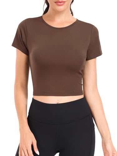 Kole Meego Cotton Workout Tops for Women Crop Tops Trendy Going Out Tops Gym High Neck Summer Shirts 4 Pack2