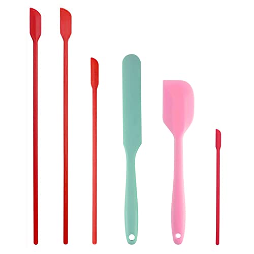 Mini Silicone Spatula Set, 6 Pack Long Handle Scrapers for Jars and Bottles