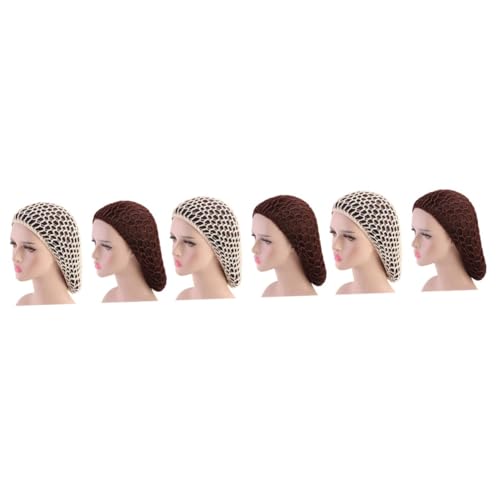 Bonnet pour cheveux protecteur sommeil lot de 6 mailles beige et café