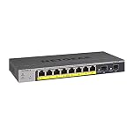 NETGEAR (GS110TP) Smart Switch Ethernet PoE+ Web manageable 10 Ports RJ45 Gigabit (10/100/1000),Administration Cloud Insight, Switch RJ45 avec 8 Ports PoE+ 55W, 2 SFP Gigabit, Garantie à Vie
