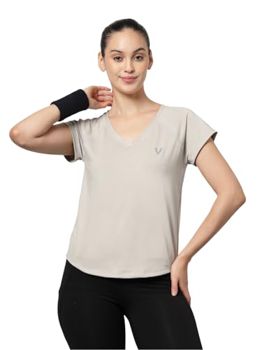 Image of UZARUS Women's V-Neck Regular Fit Gym T-Shirt Soft, Lightweight & Quick-Dry Fabric Activewear Top for Workout, Yoga, Running, Exercise, Casual