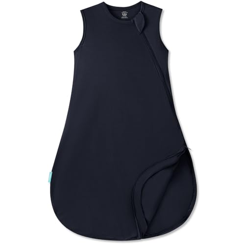 PurComfy Supersoft Sleep Sack 0.5 TOG, Premium Bamboo Viscose Sleeping Bag Thin Baby Wearable Blanket 2-Way Zipper Sleep Sack Midnight 3-6 Months