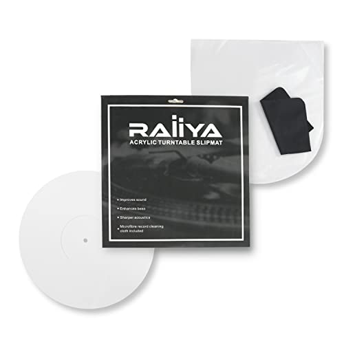 Raiiya Acrylic Turntable White Slipmat - For 12'' Lp Player, Anti-Static, Improved Audio, Less Vibration Complete With Microfiber Cloth (Ra-Vyl-Wh1) #TOP18