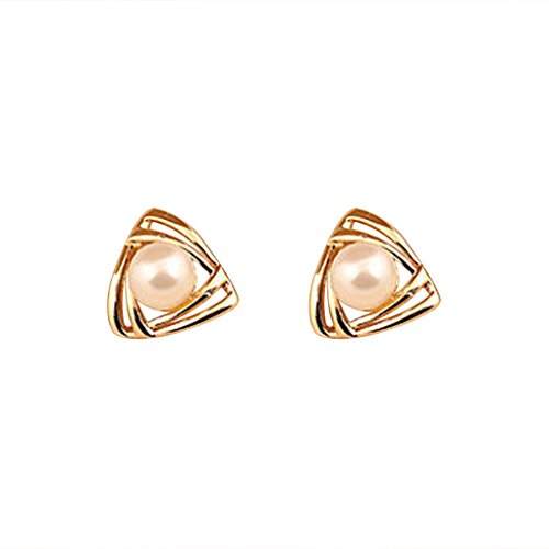 Preisvergleich Produktbild Chowcencen Frauen Mädchen Funkelnde Perlen Hohle Dreieckige Ohrstecker Frauen baumeln Ohrringe Gold