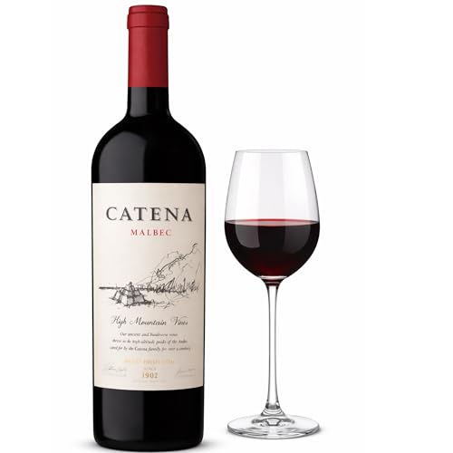 Vino Tinto CATENA MALBEC Malbec Argentino | Viñedos de Altura Mendoza | Crianza 11-13 Meses en Roble Francés | 100% Malbec | Notas de Ciruela, Frutos Negros y Flores | 13,5% Vol | Botella 750 ml
