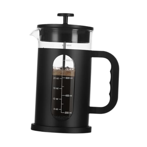 Llazsybz Cafetera Francesa con Filtro Tetera de Vidrio Borosilicato Resistente Al Jarra de Café Espresso Y Té con Diseño Elegante en Acero Inoxidable Ade, Negro