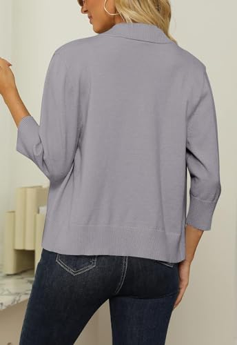 Image of Womens 3 /4 Sleeve Cropped Cardigan Sweater Fashion Cardigans Lightweight Knit Sweaters