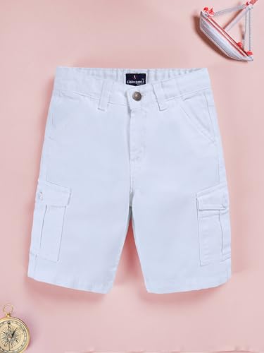 Image of KiddoPanti Boys Knee Length Cargo Denim Shorts with Flap Pockets & Button Closure Casual Wear