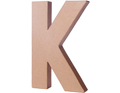 INNSPIRO Letra K papel maché con volumen alt. 20cm. grosor 2,5cm., manualidades, actividades creativas y regalos, para personalizar y decorar.