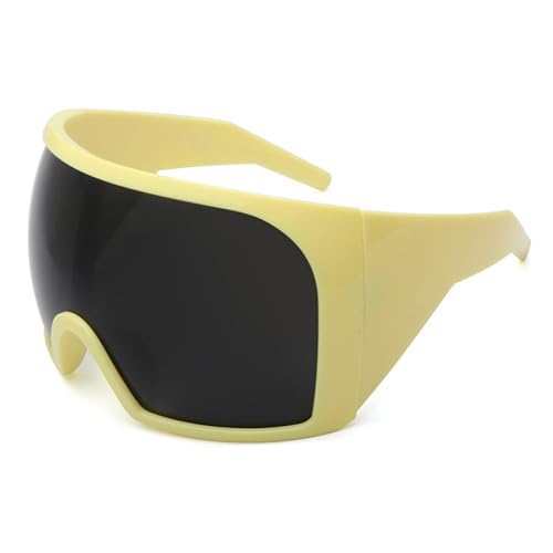 Lunettes de soleil protection vent et reflets jaunes enveloppantes style punk unisexe