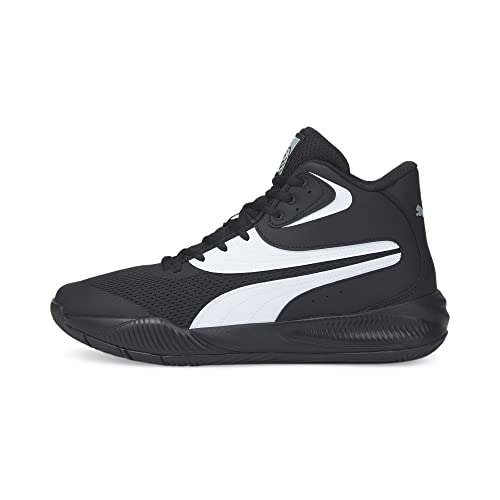 PUMA Men's Triple Mid Basketball Sneaker, Black White, 10