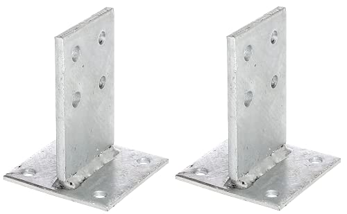 Alberts 215170 Ancre de poteau en T | à visser ou à sceller | galvanisée à chaud | taille de la traverse 130 x 80 mm | Set de 2 pièces